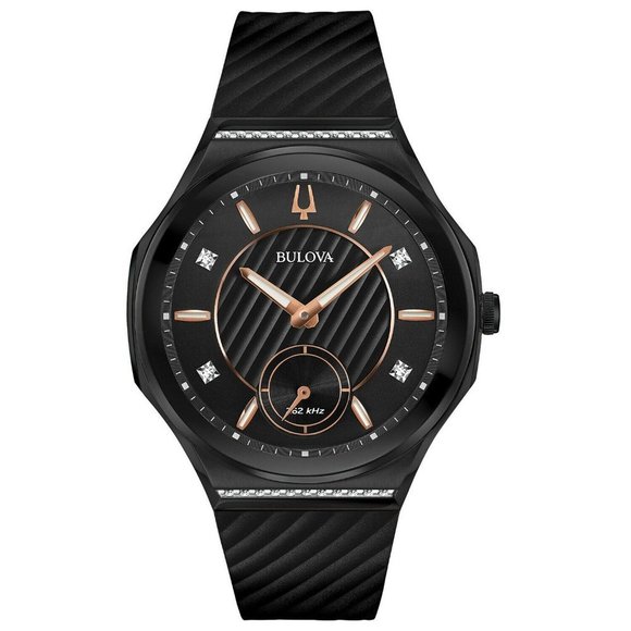 SALE! Bulova Curve Black Diamond Watch! w/ box - Picture 1 of 4